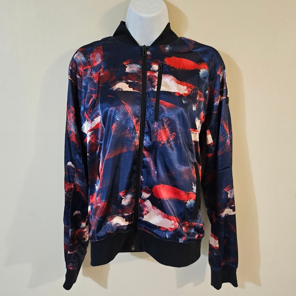 Adidas Women's Abstract Floral Bomber Jacket - Size Small